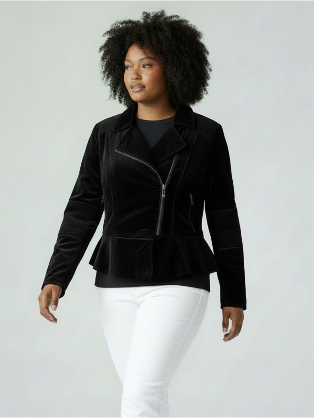 White House Black Market Black Velvet Moto Jacket 12